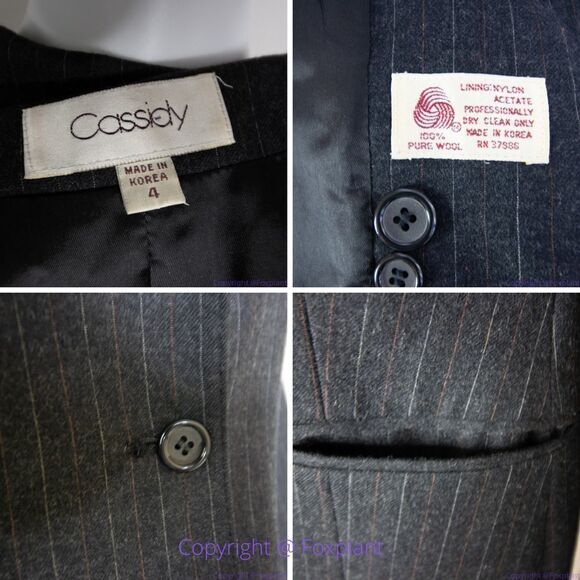 Vintage Cassidy women's 100% wool pinstripe grey blazer, size 4 - Picture 16 of 16